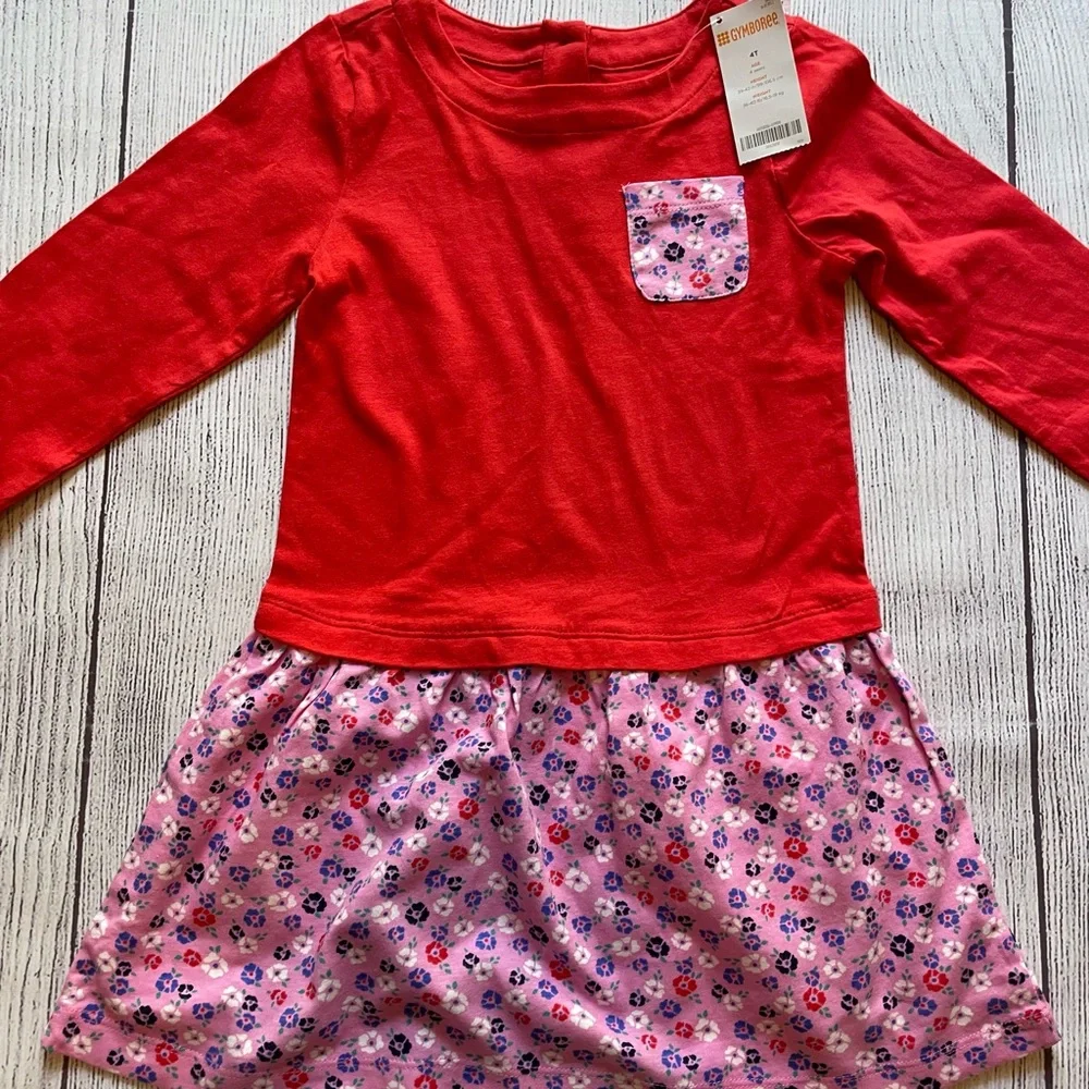 Gymboree Red & Pink Floral Dress size 4T